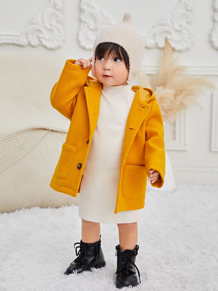 Baby Dual Pocket Hooded Coat Without Sweater