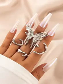 imoli 4 cái Bướm trang trí có cấu trúc vòng - Bạc - Xem 4
