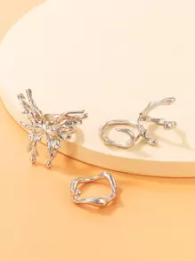 imoli 4 cái Bướm trang trí có cấu trúc vòng - Bạc - Xem 9