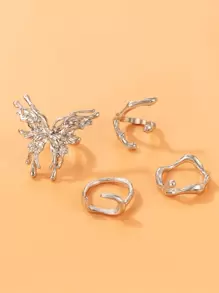 imoli 4 cái Bướm trang trí có cấu trúc vòng - Bạc - Xem 10