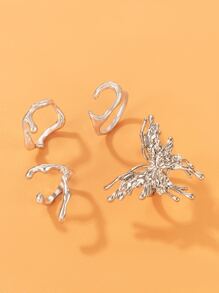 imoli 4 cái Bướm trang trí có cấu trúc vòng - Bạc - Xem 11