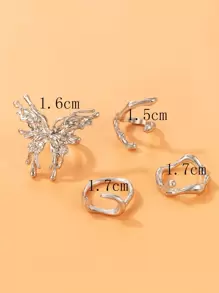 imoli 4 cái Bướm trang trí có cấu trúc vòng - Bạc - Xem 12