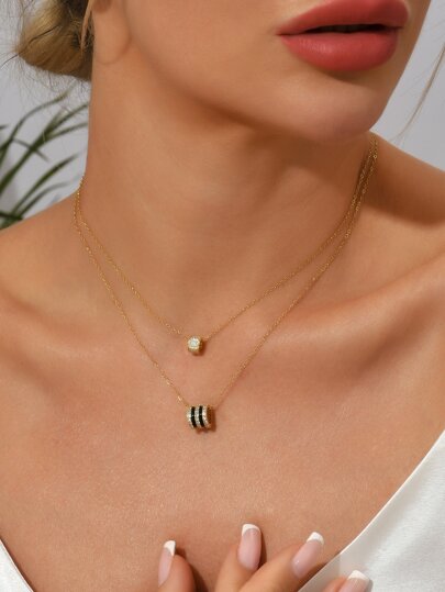 2 pièces Collier à strass à anneau