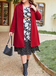 EMERY ROSE Plus Lapel Neck Open Front Coat