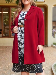 EMERY ROSE Plus Lapel Neck Open Front Coat