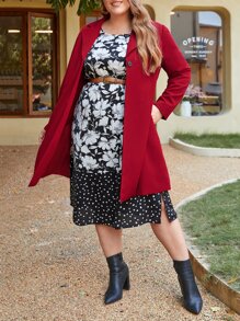 EMERY ROSE Plus Lapel Neck Open Front Coat