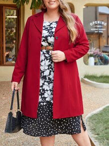 EMERY ROSE Plus Lapel Neck Open Front Coat