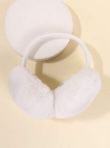 1pc Unisex Children's Winter Warm Solid Color Foldable Ear Muffs - Beige - View 1