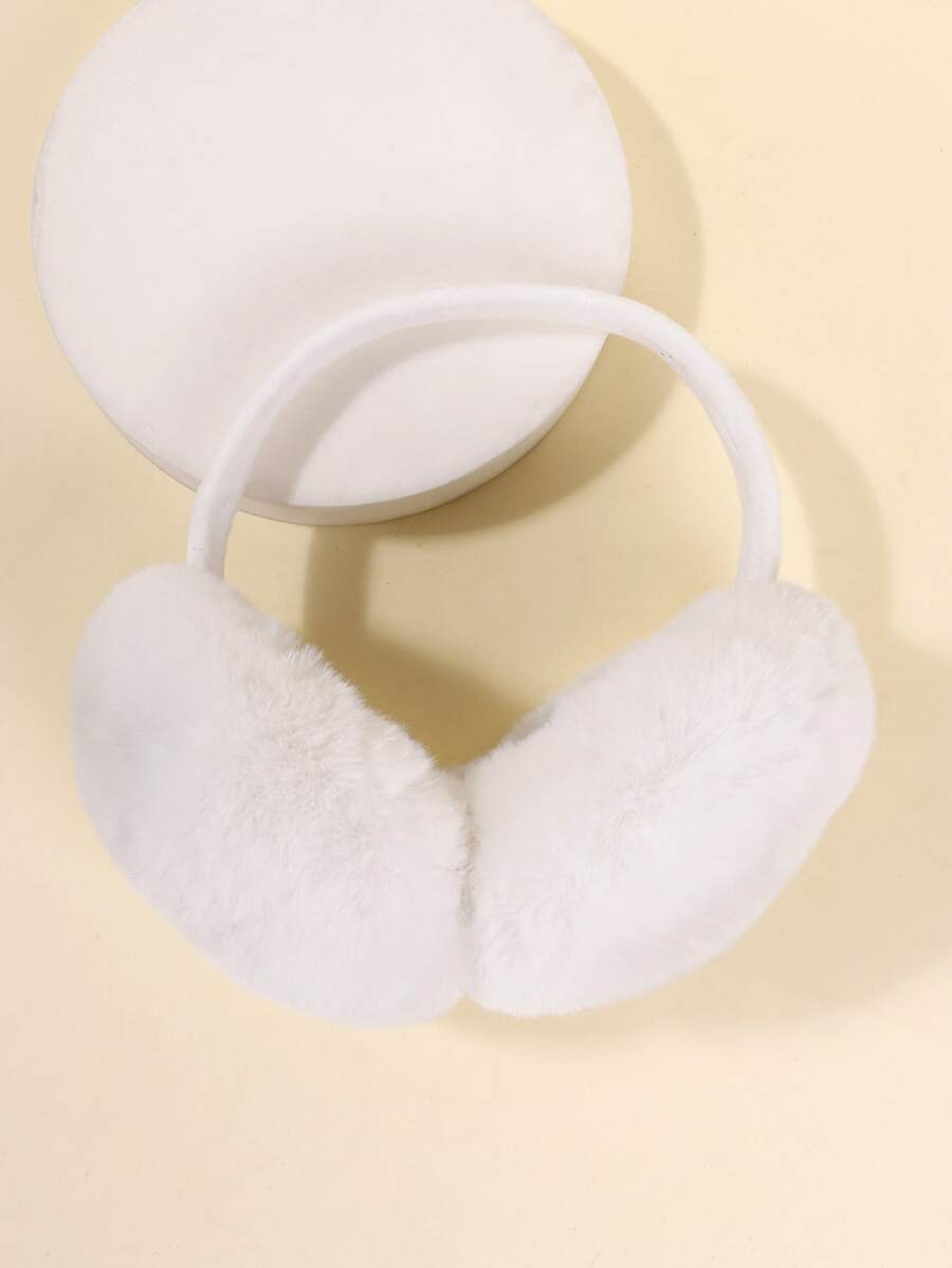 1pc Unisex Children's Winter Warm Solid Color Foldable Ear Muffs - Beige - View 1