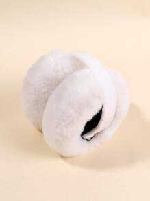 1pc Unisex Children's Winter Warm Solid Color Foldable Ear Muffs - Beige - View 2