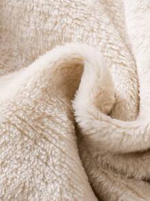 Toddler Girls Drawstring Waist Hooded Teddy Lined Parka Coat - Apricot - View 3