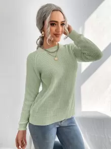 EMERY ROSE Split Knot Side Raglan Sleeve Sweater,Long Sleeve Tops Knit Pullover Fall Winter Outfit