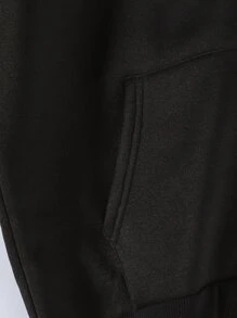 ROMWE MEN Prep Nam Hai âm Đồ họa Chữ cái Dây kéo Dây rút Áo hoodie ấm áp - Nhiều màu - Xem 5