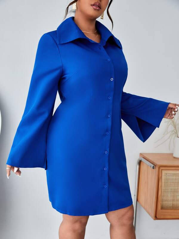 Safari Mali Gathered Flounce Sleeve Shirt Dress - Deep Teal