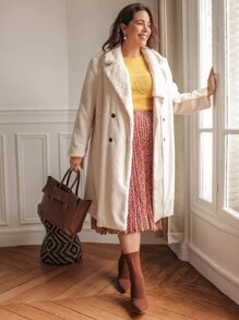 SHEIN Unity Plus Lantern Sleeve Ribbed Knit Jumper - Mustard Yellow - View 6