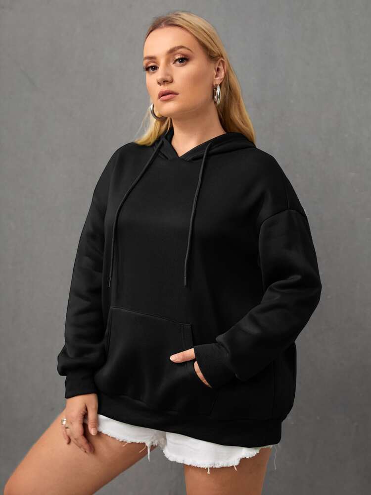 Plus Size Slogan Graphic Drop Shoulder Drawstring Sweatshirt Graduation,Back To School Outfits,Graduation,Teacher Outfits For Women,Back To School
