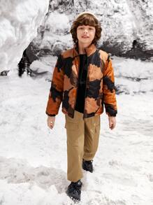 SHEIN Boys Reflective Expression Print Tee - Black - View 7