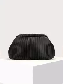 Ladies' Clutch Bag With Pleated Cloud Design, Flap Closure, Vintage High-Quality French Minimalist Style, Suitable For Outings. - Black - View 5