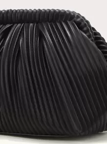 Ladies' Clutch Bag With Pleated Cloud Design, Flap Closure, Vintage High-Quality French Minimalist Style, Suitable For Outings. - Black - View 6