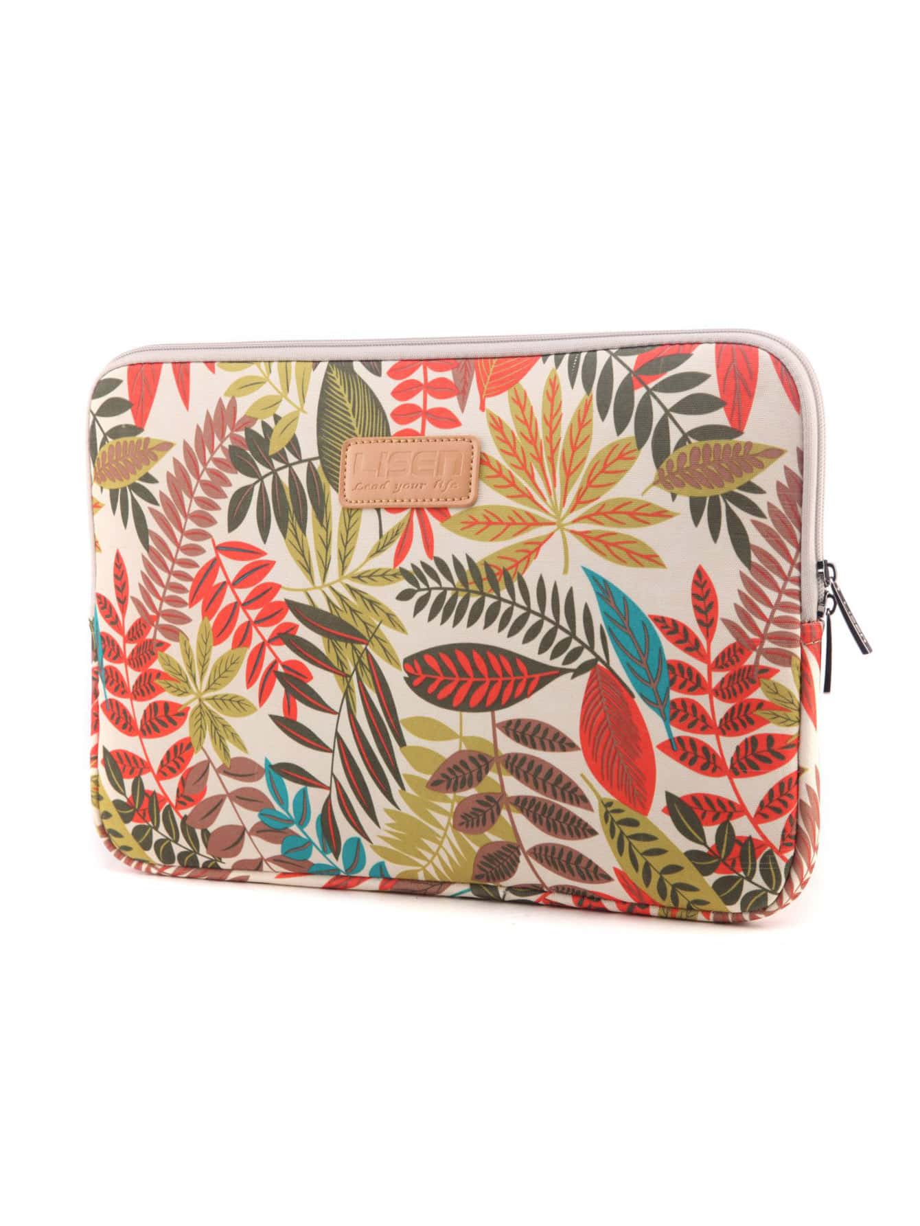 Leaf Print Laptop Bag - Multicolor - View 1