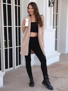 RELISH NOLESS Women's Zip-Up Faux Fur Hooded Jacket, Winter - Apricot - View 4