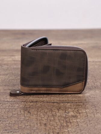 Portefeuille décontracté et simple pour hommes, idéal pour le travail et les déplacements quotidiens. Petit portefeuille zippé, mini portefeuille, porte-monnaie, portefeuille en cuir pour hommes
