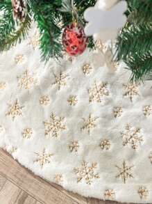 1pc Snowflake Embroidered Christmas Tree Skirt - Multicolor - View 3