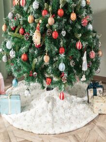 1pc Snowflake Embroidered Christmas Tree Skirt - Multicolor - View 5