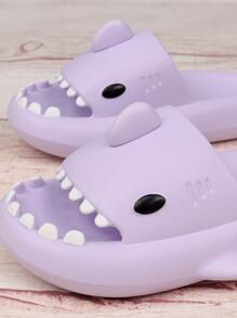pueenb Chanclas con diseño de tiburón para mujer - Morado - Ver 3