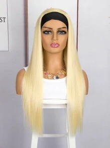 Peluca sintética largo recto con diadema - Dorado - Ver 1