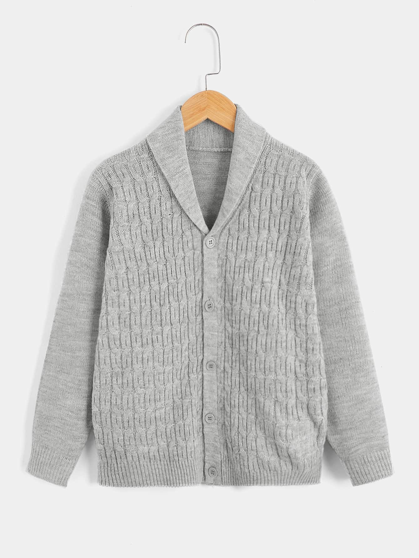 Boys Cable Knit Cardigan - Grey - View 1