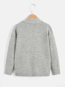 Boys Cable Knit Cardigan - Grey - View 2