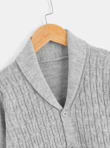 Boys Cable Knit Cardigan - Grey - View 3