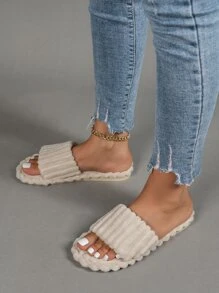 單帶臥室拖鞋 - 米色 - 查看 4