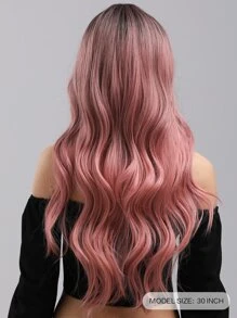 長款卷人造假髮帶劉海 - 粉色 - 查看 2