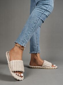 單帶臥室拖鞋 - 米色 - 查看 6