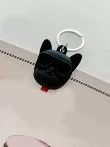 Dog Design Case Compatible With Apple AirTag - Black - View 5