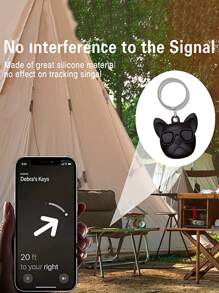 Dog Design Case Compatible With Apple AirTag - Black - View 4