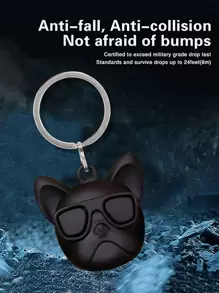 Dog Design Case Compatible With Apple AirTag - Black - View 3