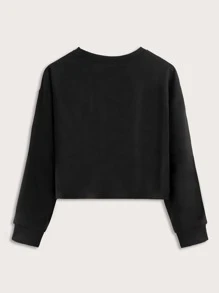 HanButVintage Figure Graphic Crop Sweatshirt - Black - View 2