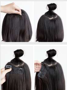 假髮女長發【水波紋】三片接發膜長髮捲發蓬鬆髮捲無痕假髮膜 - 黑色 - 查看 6