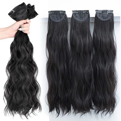 假髮女長發【水波紋】三片接發膜長髮捲發蓬鬆髮捲無痕假髮膜