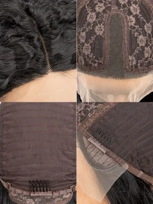 T型蕾絲前長款卷人造假髮 - 黑色 - 查看 3