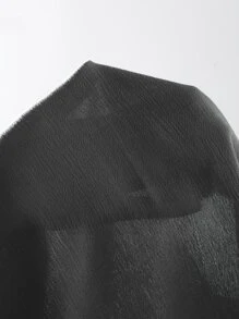 Muchica Sudadera de cuello en contraste tejido de canalé 2 en 1 - Negro - Ver 5