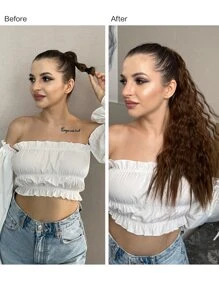 Tóc dài tổng hợp kiểu đuôi ngựa xoăn dài - màu nâu - Xem 3