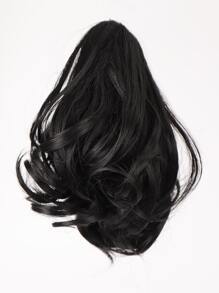 Short Body Ponytail Synthetic Hair Extension With Claw - Black - View 1