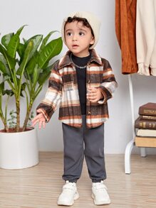SHEIN 嬰兒男童格紋印花外套,不附內搭 - 彩色 - 查看 3