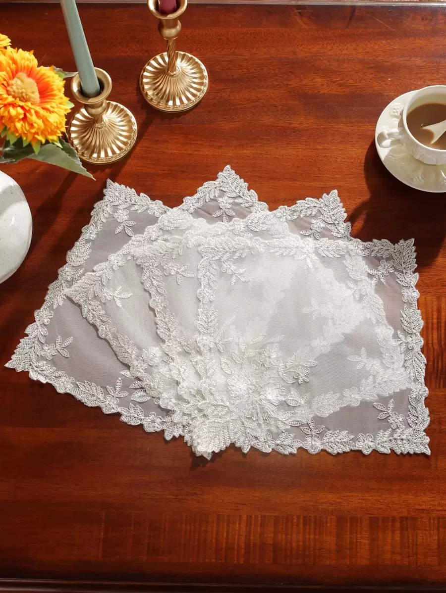 1 件 100% 涤纶绣花餐垫 - 米色 - 查看 1