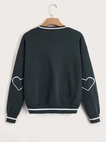 Skeleton Pattern Drop Shoulder Sweater - Dark Grey - View 2