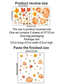 1set Halloween Decorative Stickers For Windows, Including 2 Sheets Of Pumpkin Pine Cone Maple Leaf Stickers Home Decor Room Decor